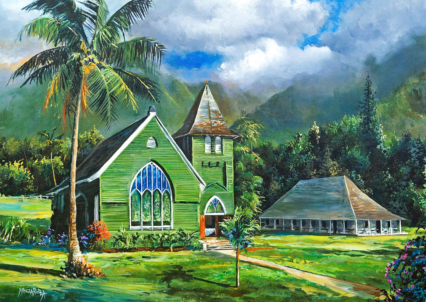 Hanalei Wai`oli Hui`ia Church Daytime - Giclée on Canvas