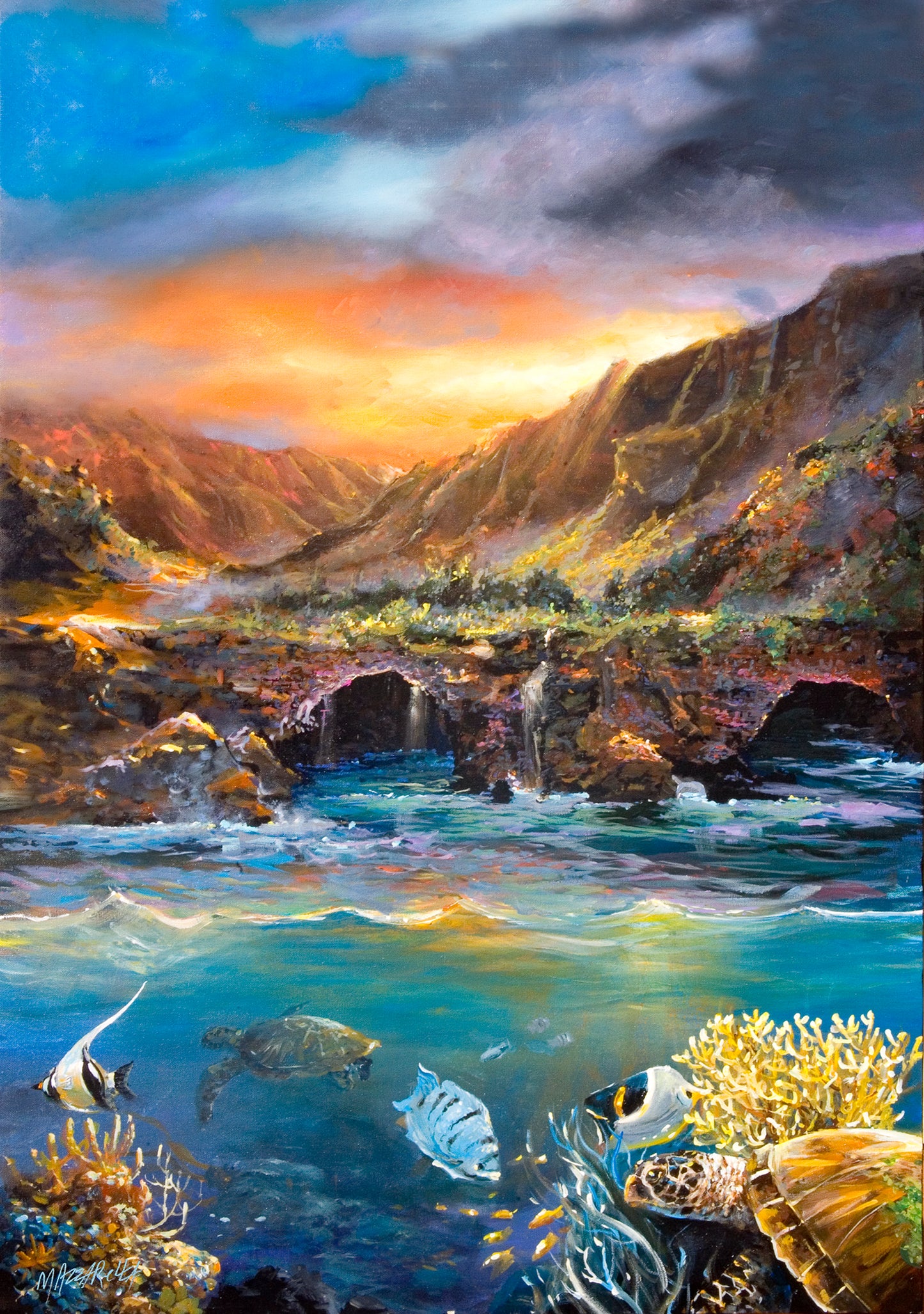 Above And Below Na Pali - Giclée on Canvas