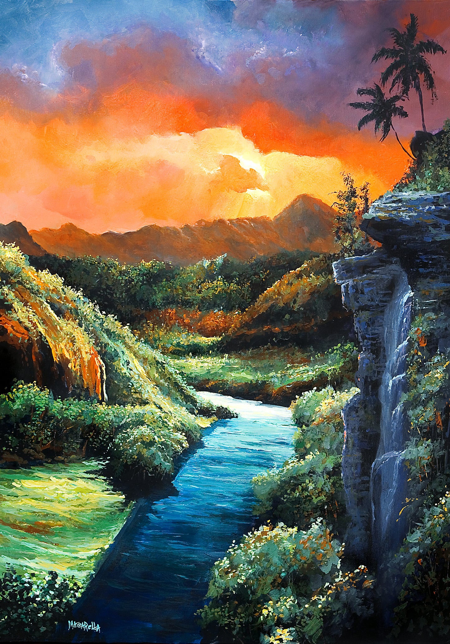 Wailua River Sunset - Giclée on Metal