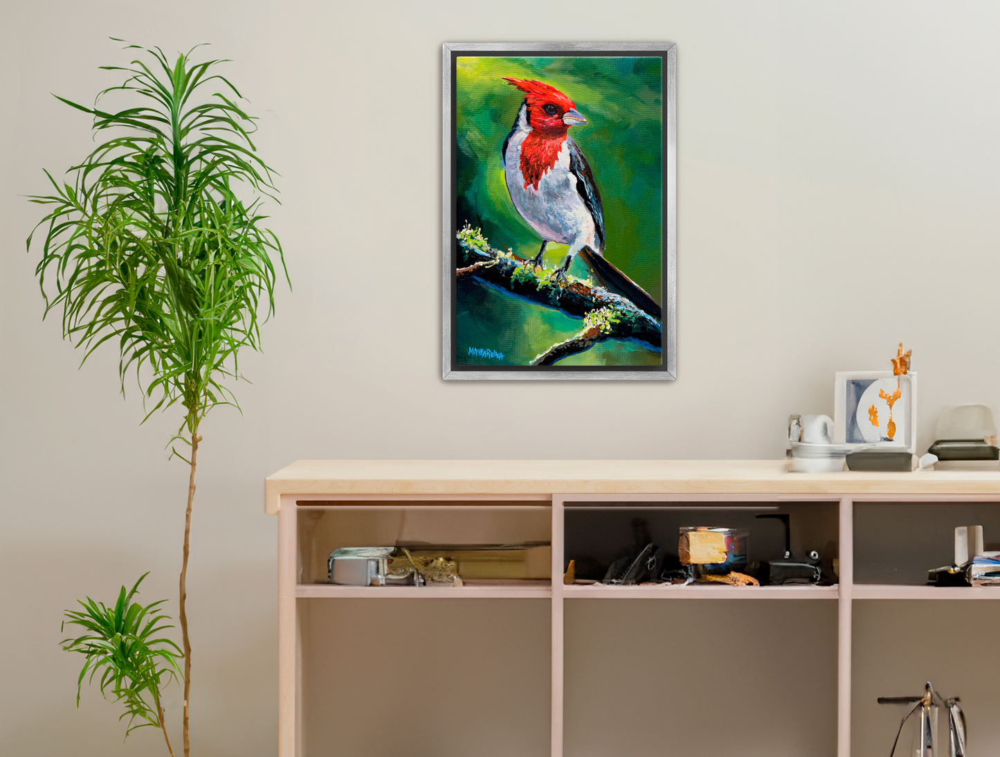 Red Crested Cardinal - Giclée on Canvas