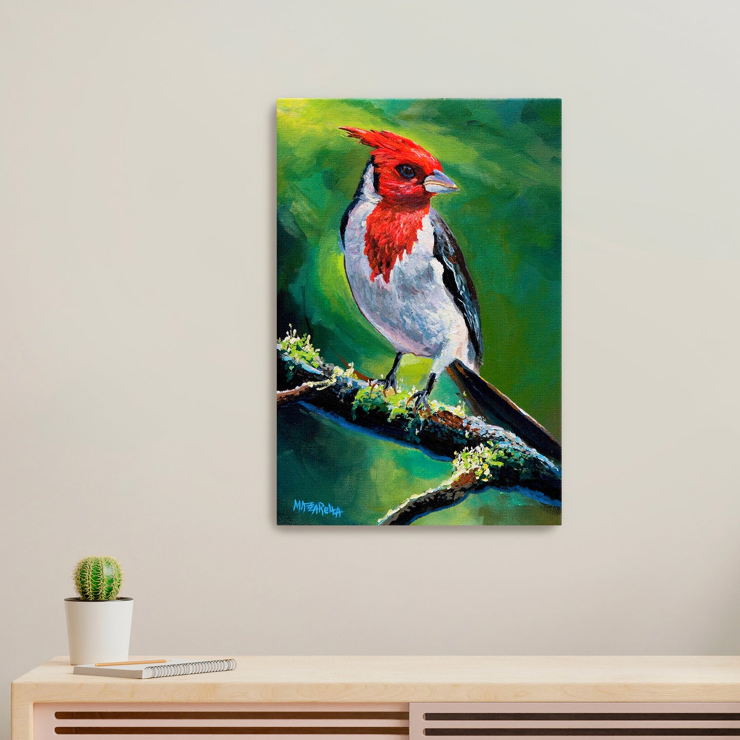 Red Crested Cardinal - Giclée on Metal