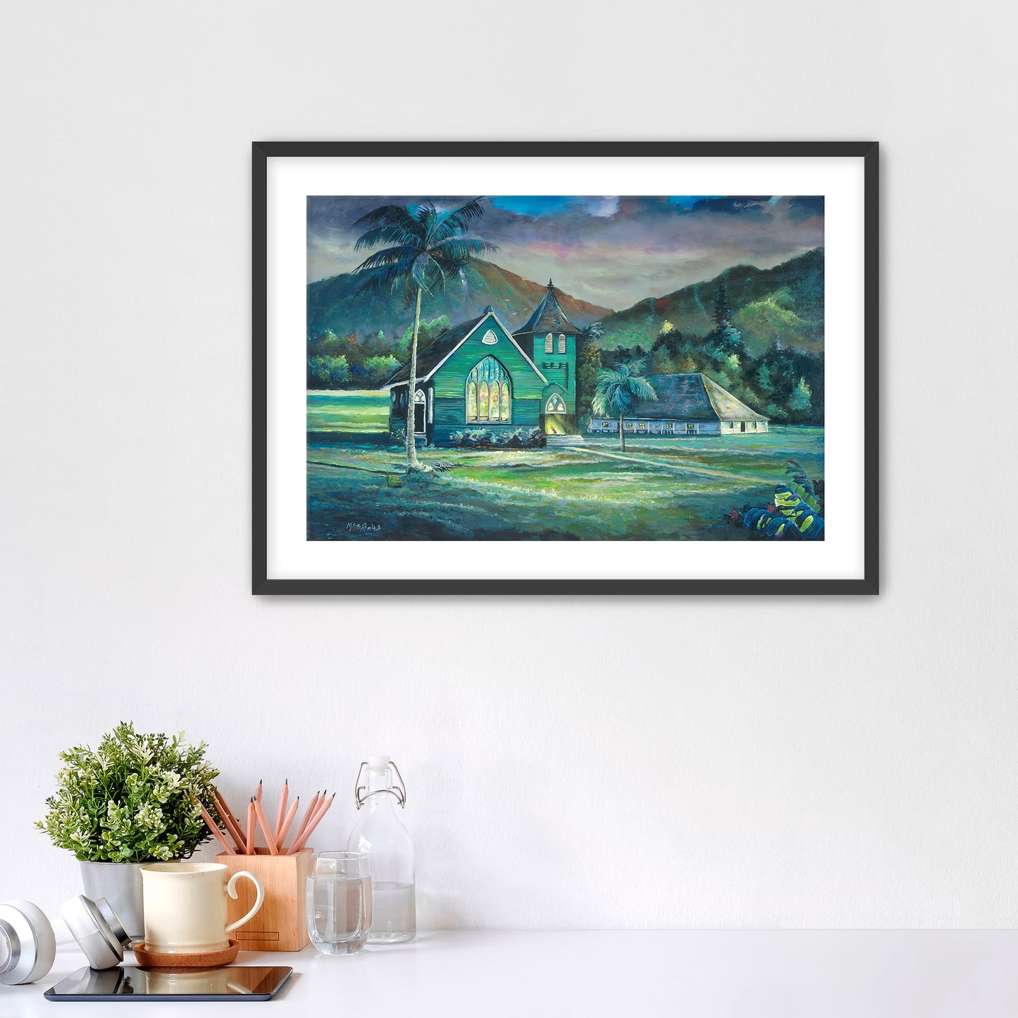 Hanalei Wai`oli Hui`ia Church Sunset- Giclée on Paper