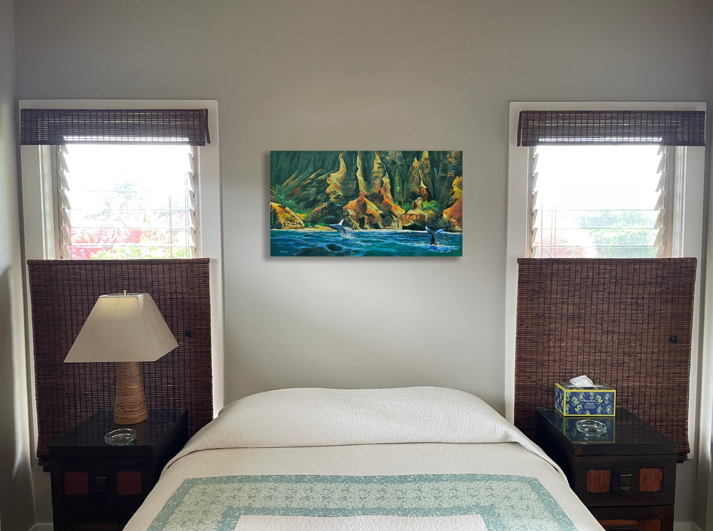 Whale Breach and Tail at Kalalau - Giclée on Canvas