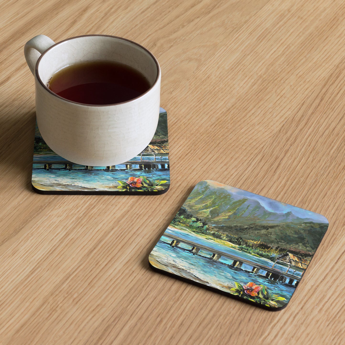 Hanalei's Timeless Beauty - Cork-back coaster - by Mazzarella