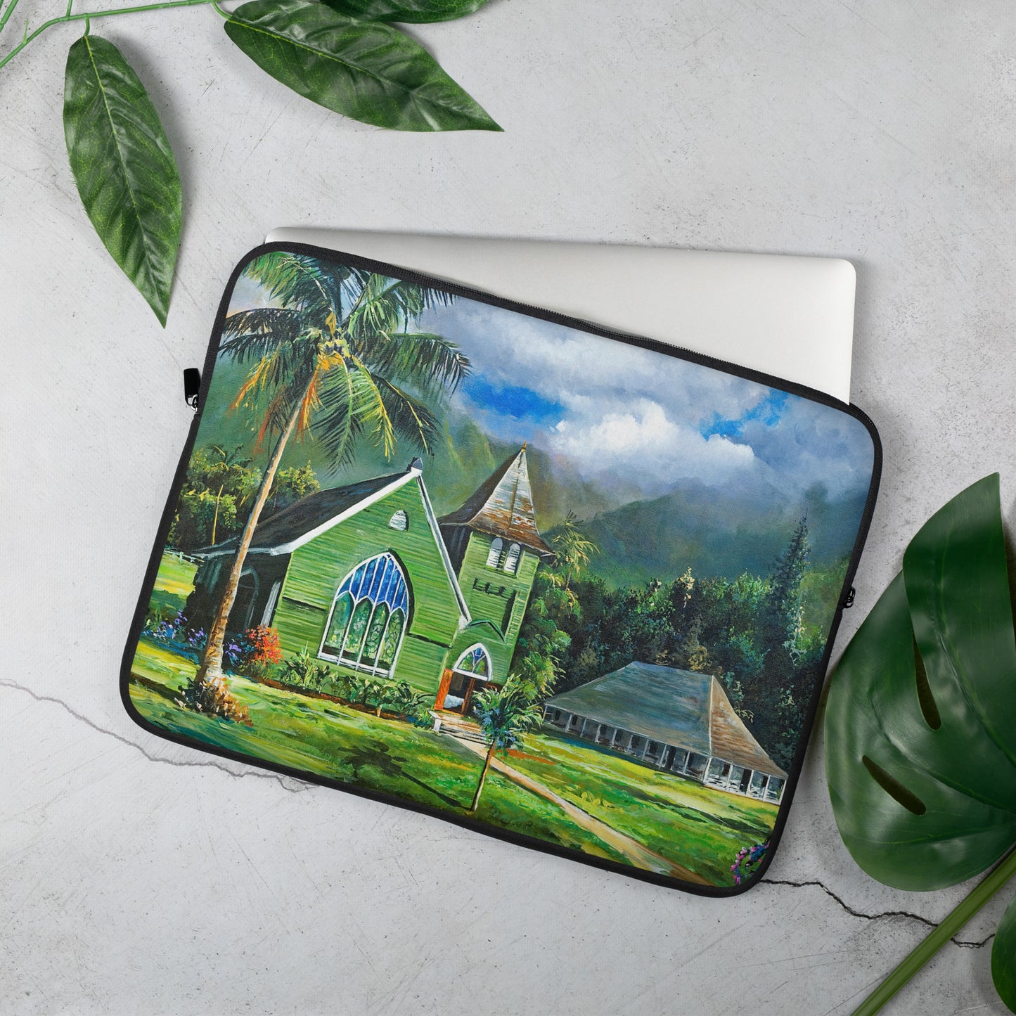 Hanalei Wai`oli Hui`ia Church Daytime - Laptop Sleeve