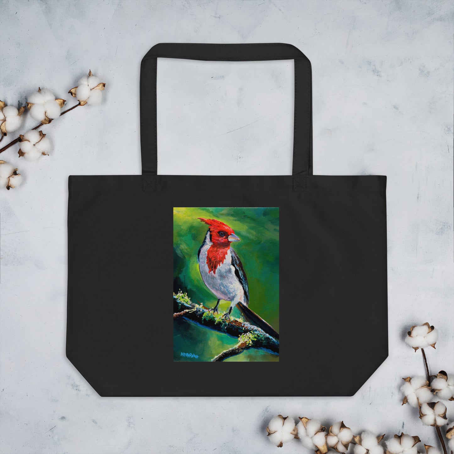 Red Crested Cardinal on Kauai - Large organic tote bag