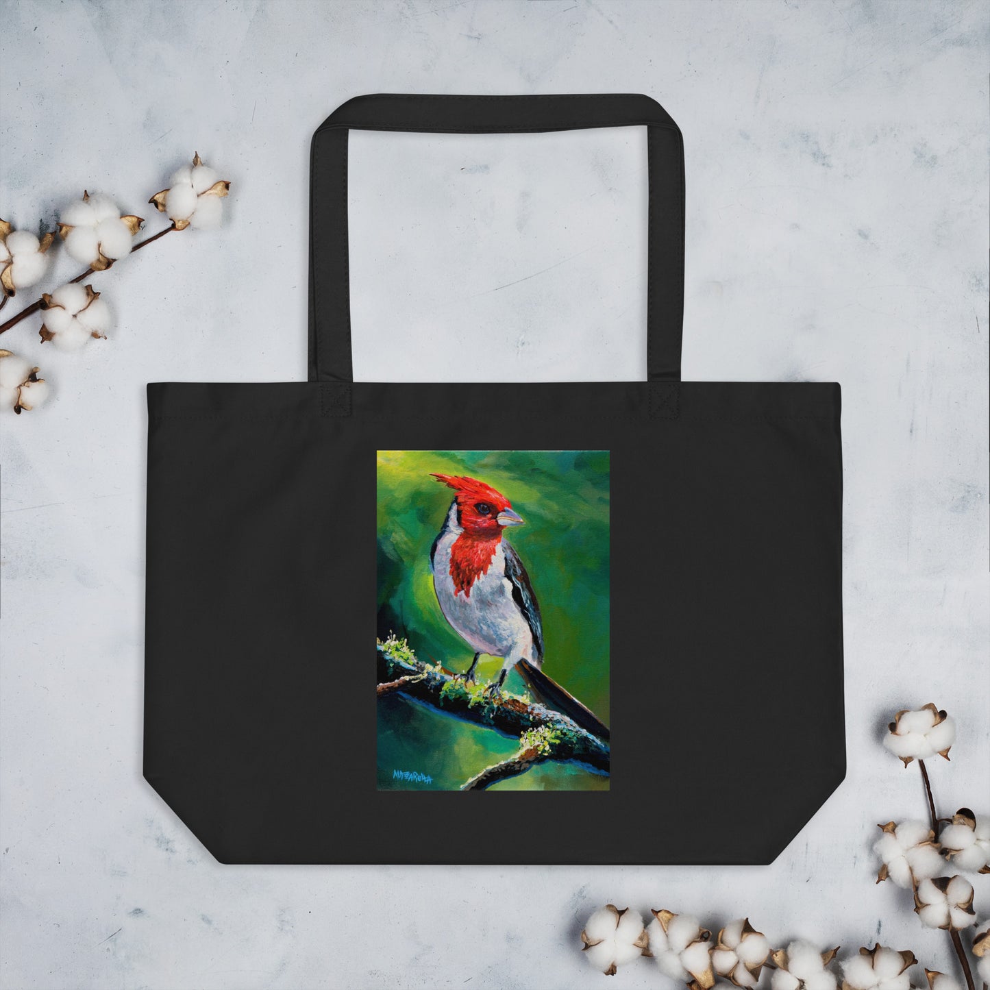 Red Crested Cardinal on Kauai - Large organic tote bag