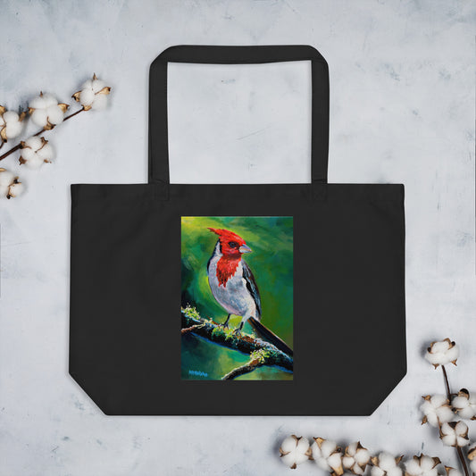 Red Crested Cardinal on Kauai - Large organic tote bag